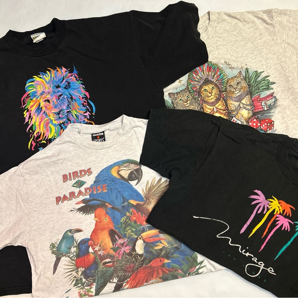Lot Of 4 Vintage Las Vegas Casino Graphic Single StitchT Shirts Adult Size L-XL
